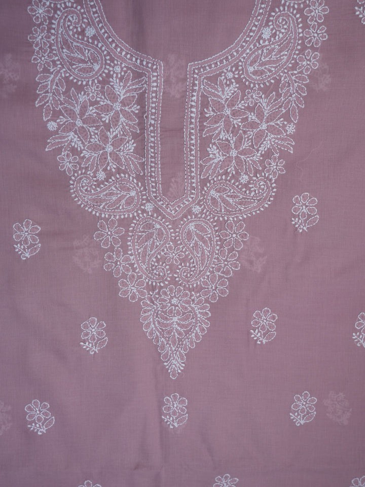 Women Hand Embroidered Chikankari Cotton Dressmaterial PCSCU00104FS-ONIONPINK