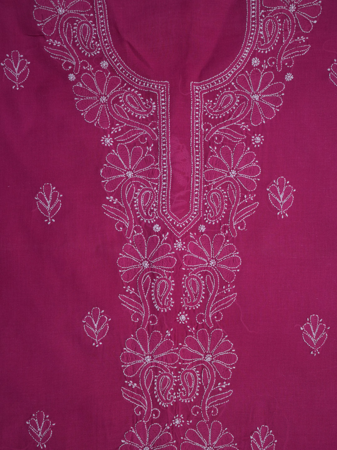 Women Hand Embroidered Chikankari Cotton Dressmaterial PCSCU00104FS-MAGENTA