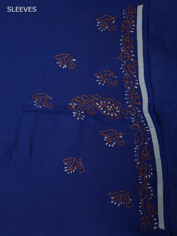 Women Hand Embroidered Chikankari Cotton Dressmaterial PC4120-NAVYBLUE