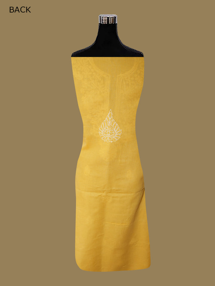 Women Hand Embroidered Cotton Chikankari Dress Material PCSCU00104FS Yellow