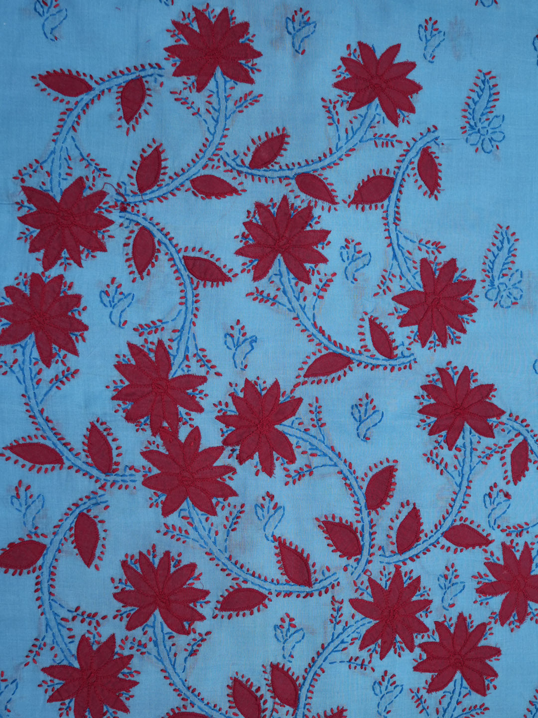 women hand embroidered chikankari cotton dressmaterial PC4120-BLUE32