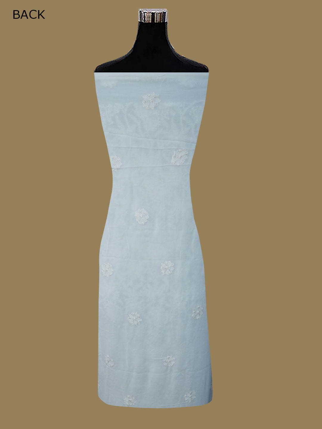 Women Hand Embroidered Chikankari Viscose Georgette Dressmaterial PC4123-WHITE5