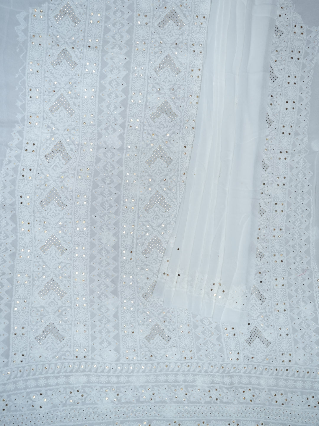 Women Hand Embroidered Chikankari Viscose Georgette Dressmaterial PC4124-WHITE9