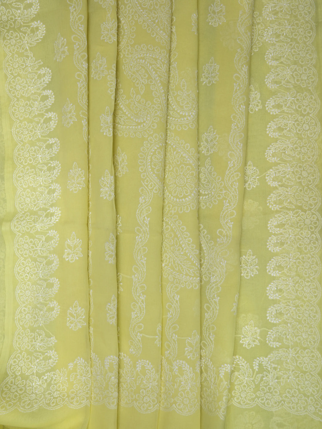Hand Embroidered Chikankari Cotton Saree PCSAR02 Darklemon