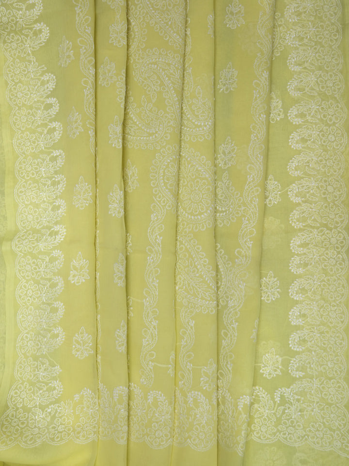 Hand Embroidered Chikankari Cotton Saree PCSAR02 Darklemon