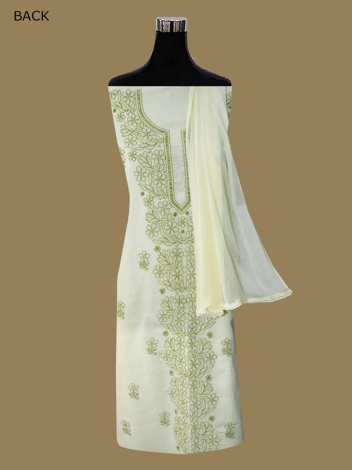 Women Hand Embroidered Cotton Chikankari Dress MaterialPCSCU00406FS-LEMON