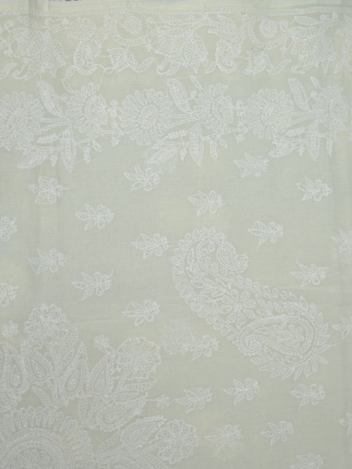 Hand Embroidered Chikankari Cotton Saree PCSAR02 Lemon