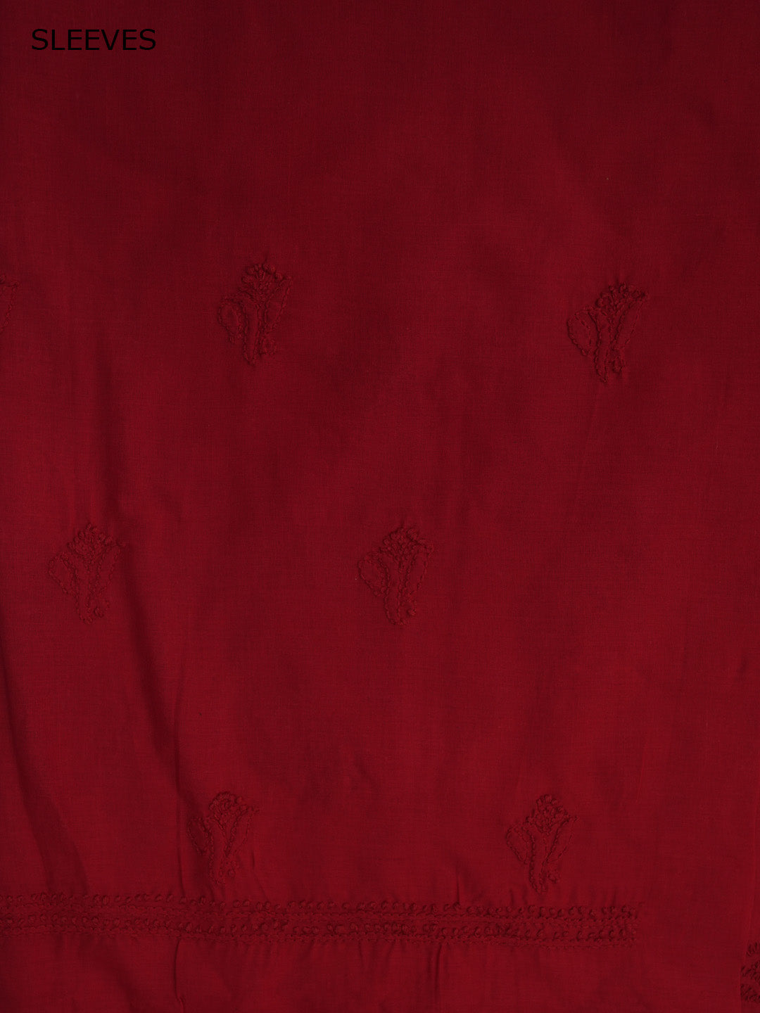 Women Hand Embroidered Cotton Chikankari Dress MaterialPCSCU00103FS-CHERRYRED