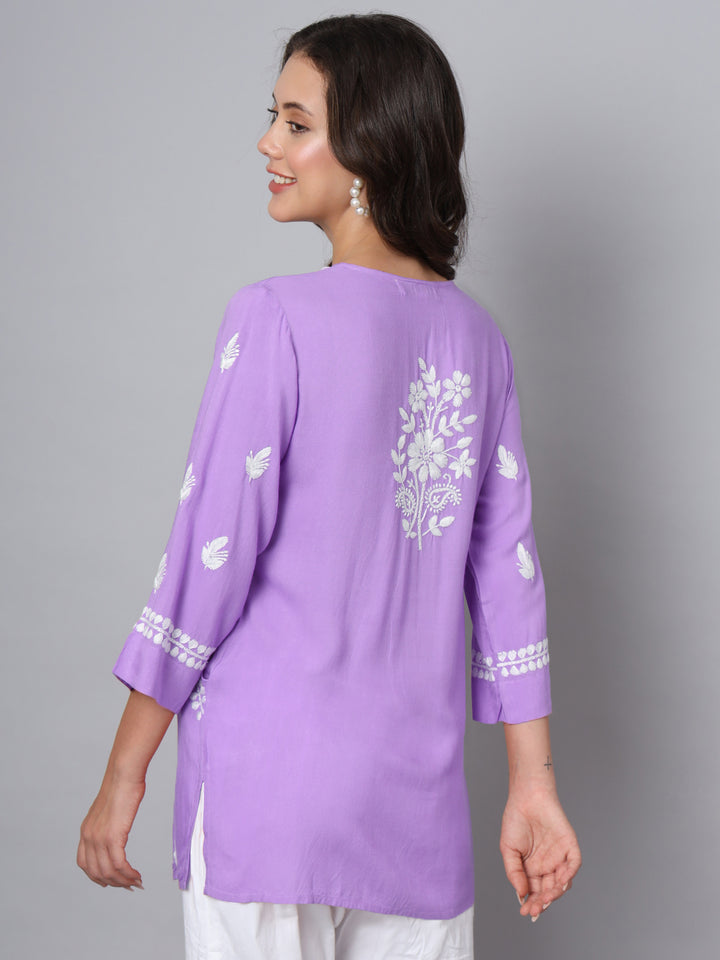 Women Hand Embroidered Rayon Chikankari Kurti PC3696