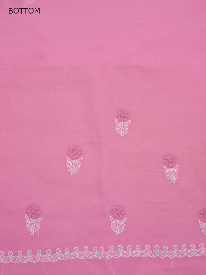 Women Hand Embroidered Cotton Chikankari Dress MaterialPCSCU00102FS-BUBBLEGUMPINK