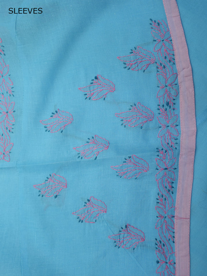 Women Hand Embroidered Chikankari Cotton Dressmaterial PC4120-POWDERBLUE