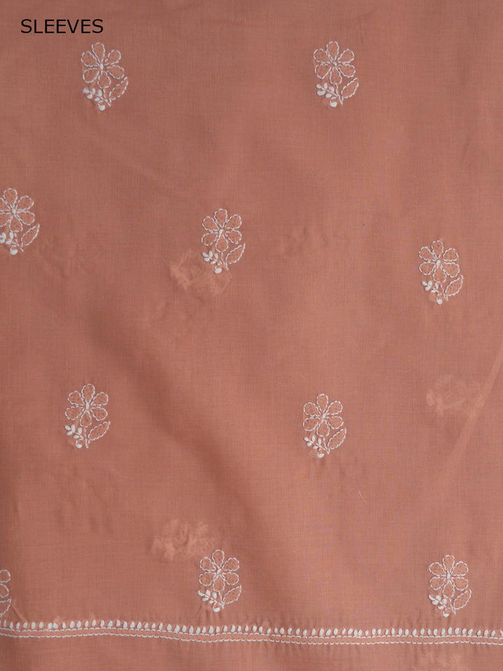 Women Hand Embroidered Cotton Chikankari Dress MaterialPCSCU00104FS-RUST