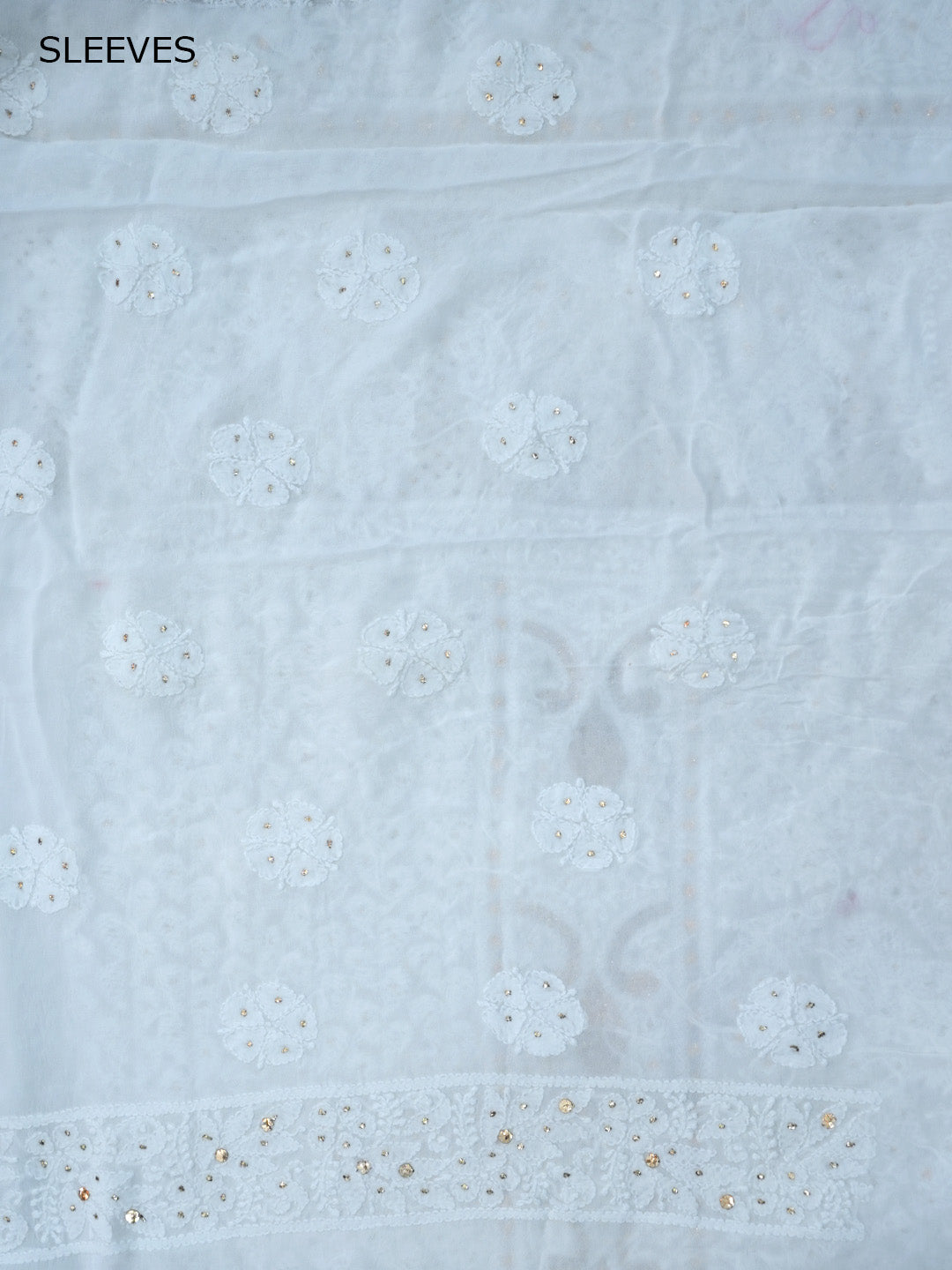 Women Hand Embroidered Chikankari Viscose Georgette Dressmaterial PC4124-WHITE1