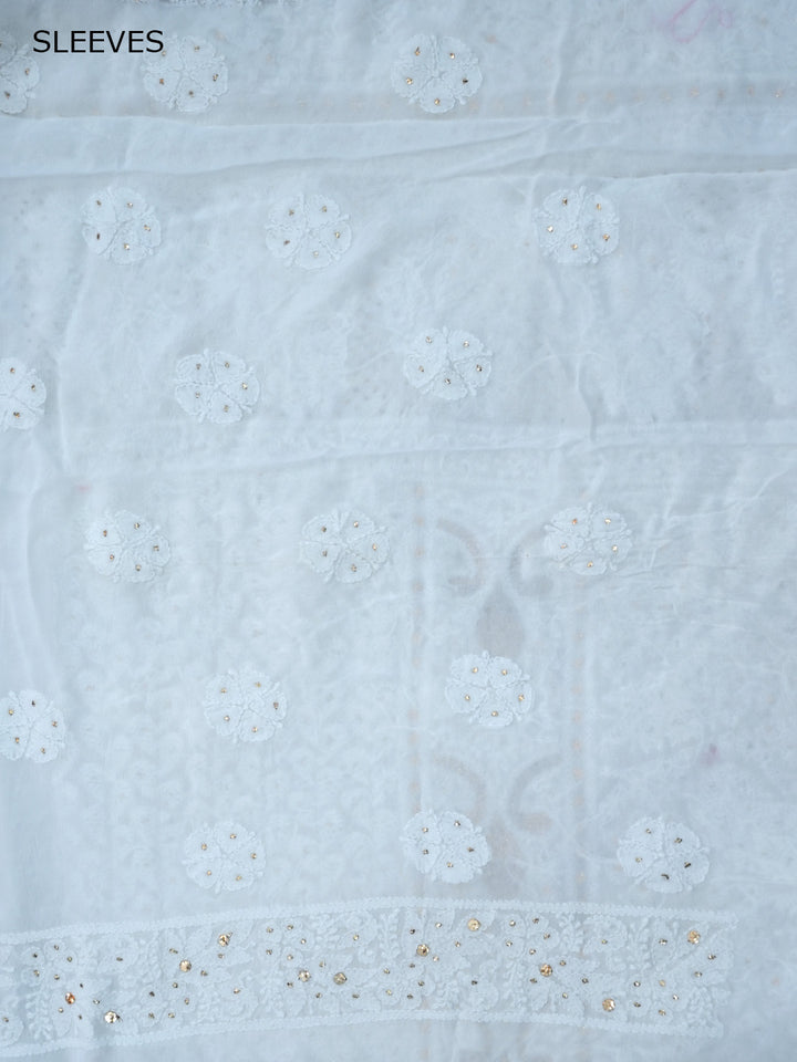 Women Hand Embroidered Chikankari Viscose Georgette Dressmaterial PC4124-WHITE1
