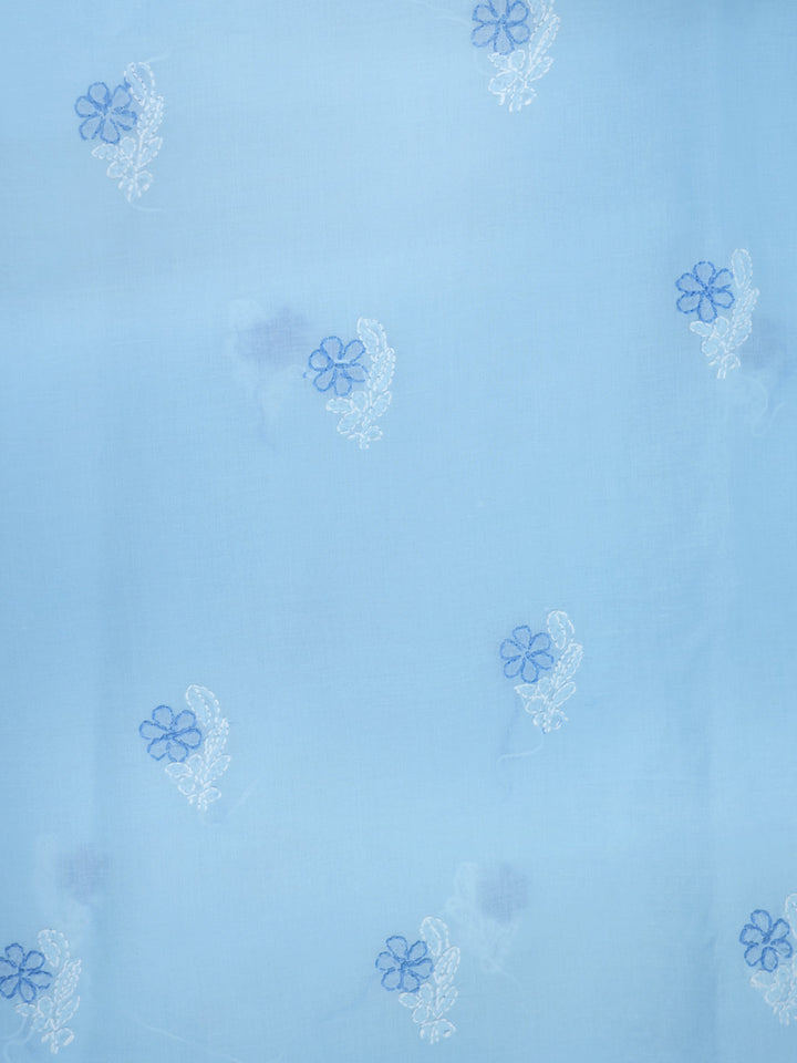 Women Hand Embroidered Chikankari Cotton Dressmaterial PCSCU00102FS-Blue