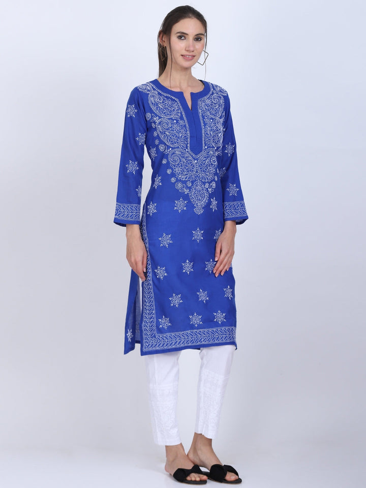 Hand Embroidered Cotton Straight Kurta-PC3435