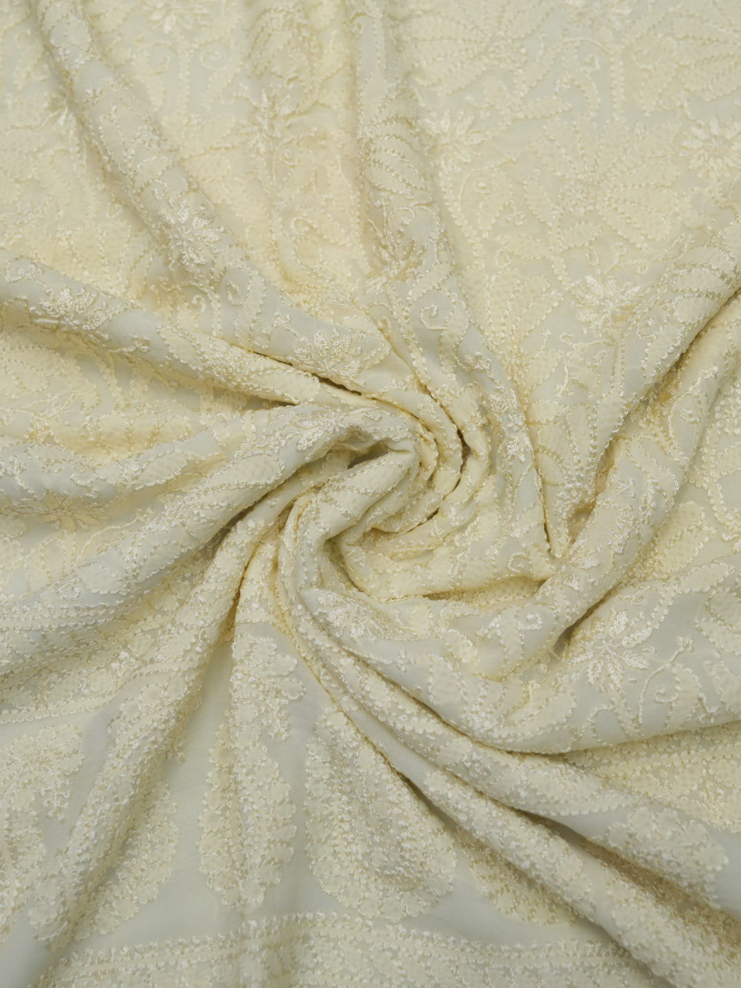 Women Hand Embroidered Chikankari Viscose Georgette Kurta Fabric PC4122-LEMON