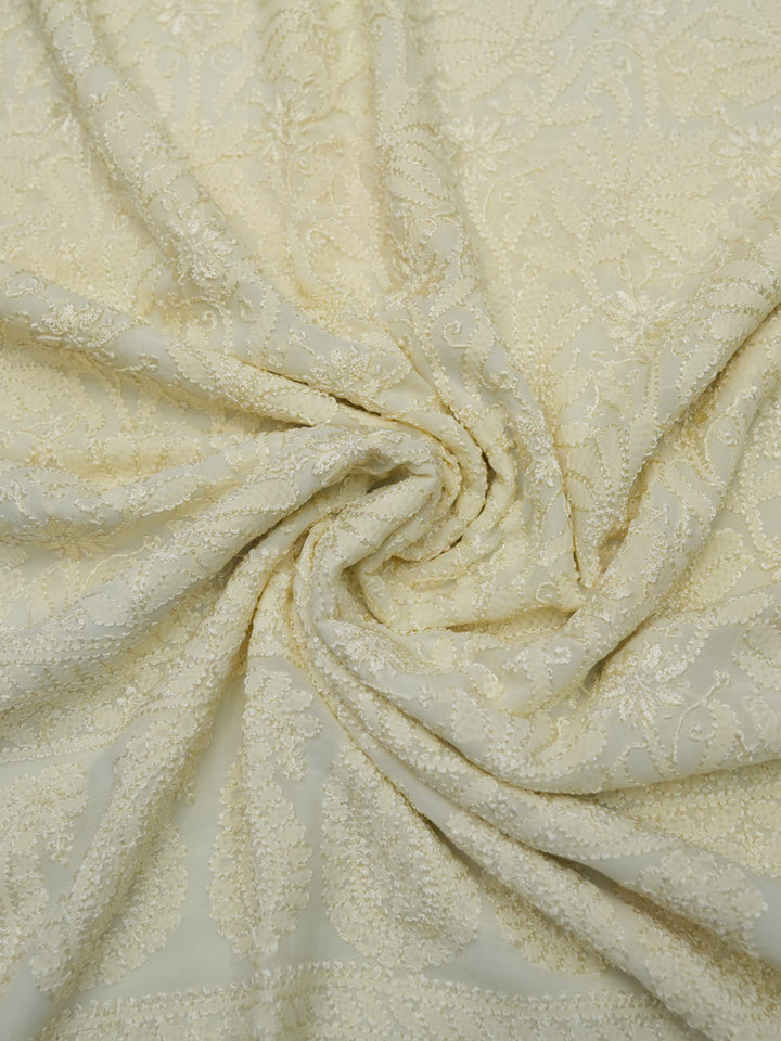 Women Hand Embroidered Chikankari Viscose Georgette Kurta Fabric PC4122-LEMON
