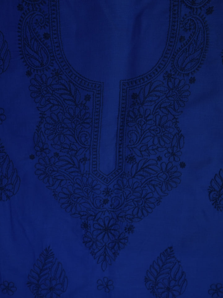 Women Hand Embroidered Chikankari Cotton Dressmaterial PCSCU00406FS-ROYALBLUE