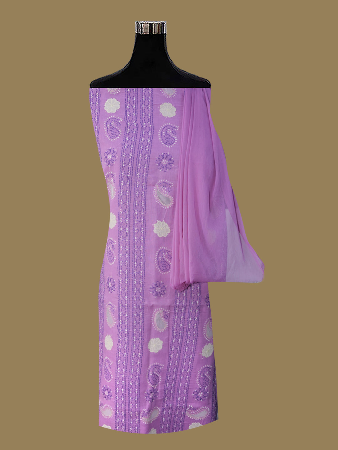 Women Hand Embroidered Chikankari Cotton Dressmaterial PC4120-LILAC