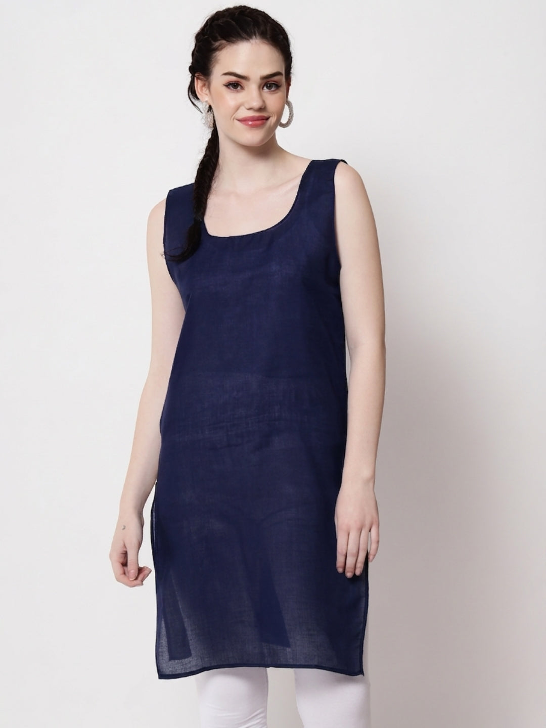 Women Pack Of 2 Solid Cotton Camisoles PC3603W-Navy2