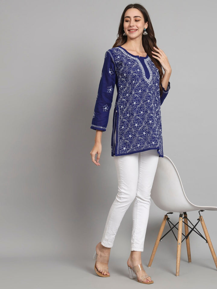 Women Hand Embroidered Chikankari Cotton Kurti PC3591