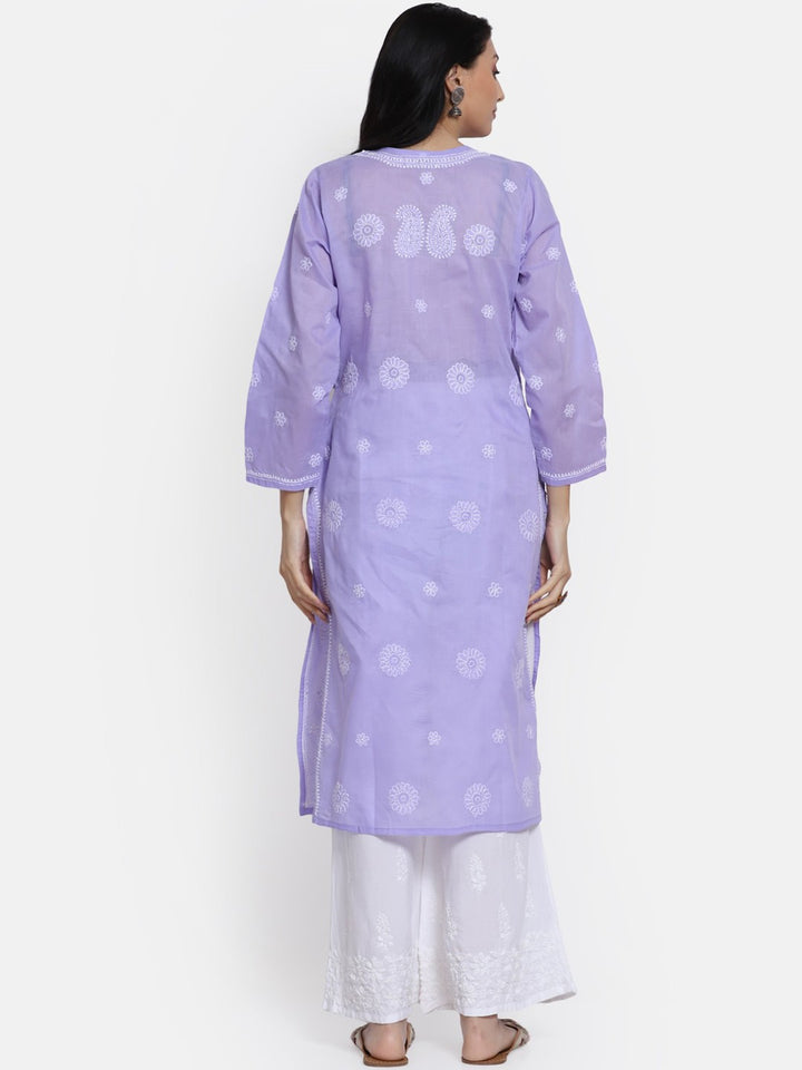 Hand Embroidered Chikankari Cotton Straight Kurta- PC3495