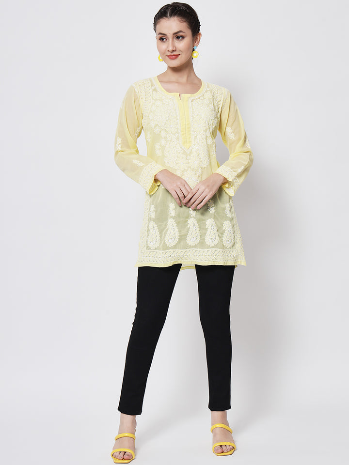 Women Hand Embroidered Chikankari Cotton Kurti PC3595