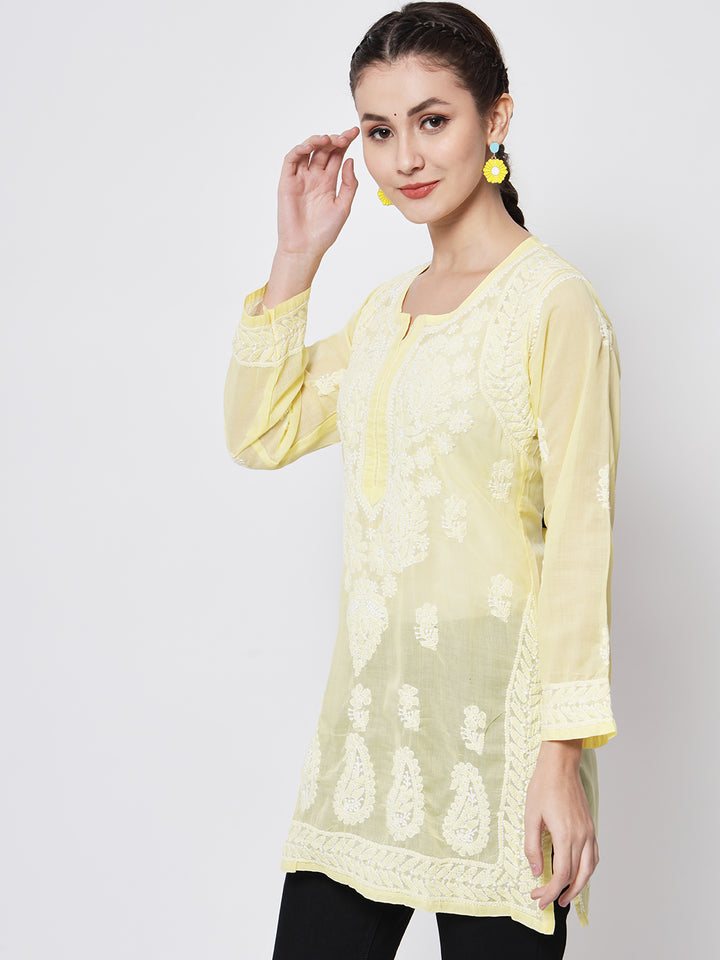 Women Hand Embroidered Chikankari Cotton Kurti PC3595