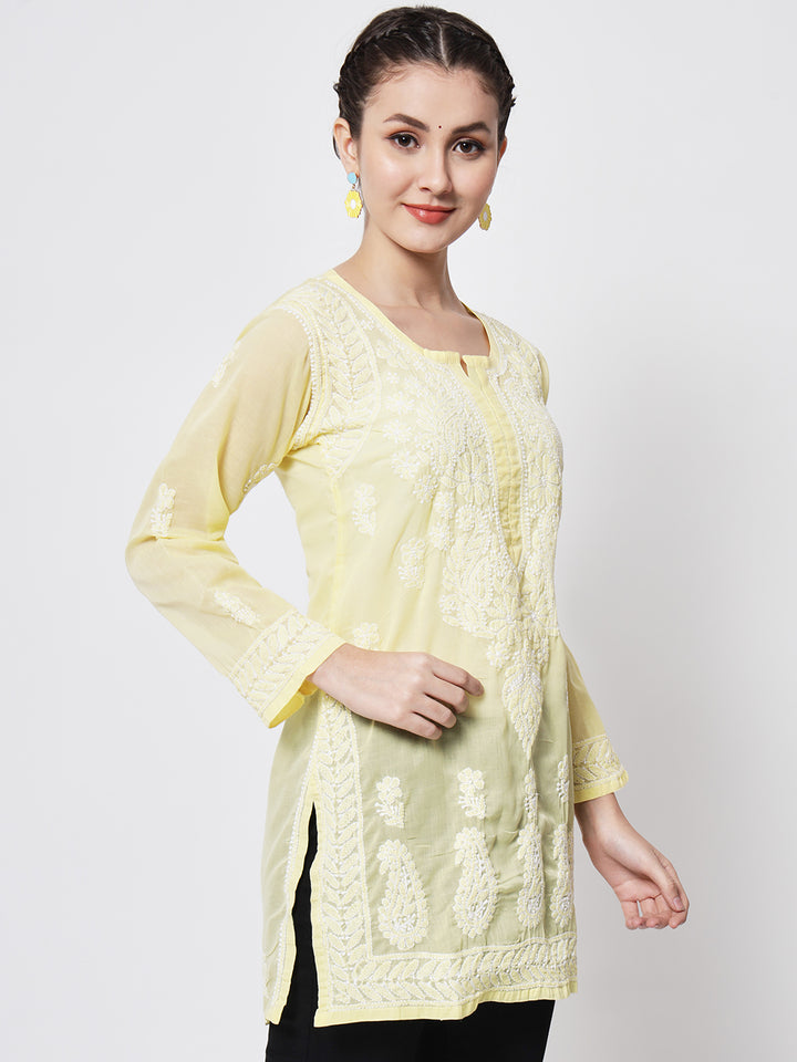 Women Hand Embroidered Chikankari Cotton Kurti PC3595