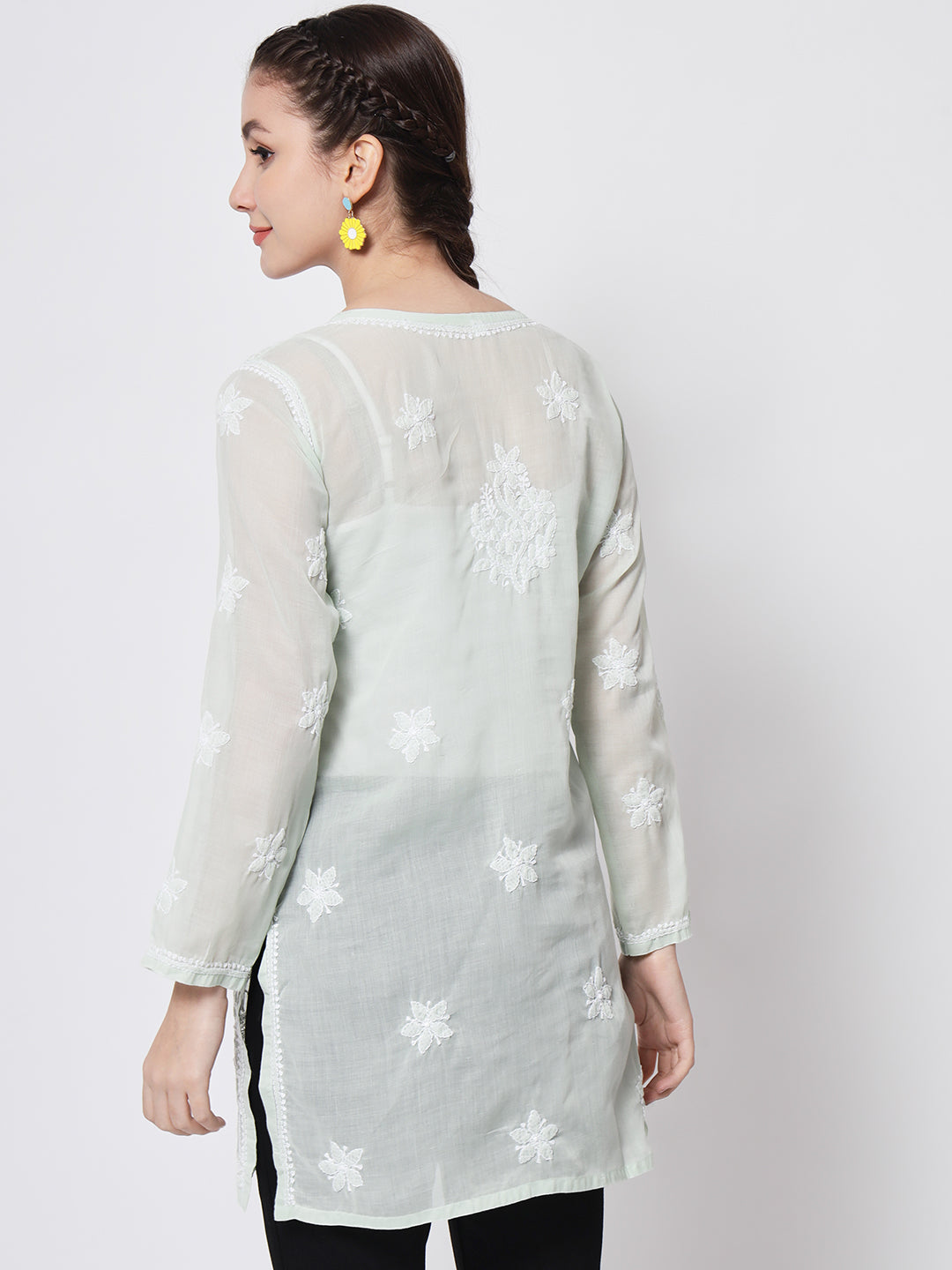 Women Hand Embroidered Chikankari Cotton Kurti PC3591