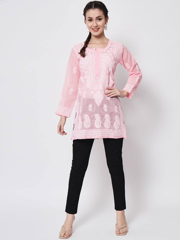 Women Hand Embroidered Chikankari Cotton Kurti PC3595