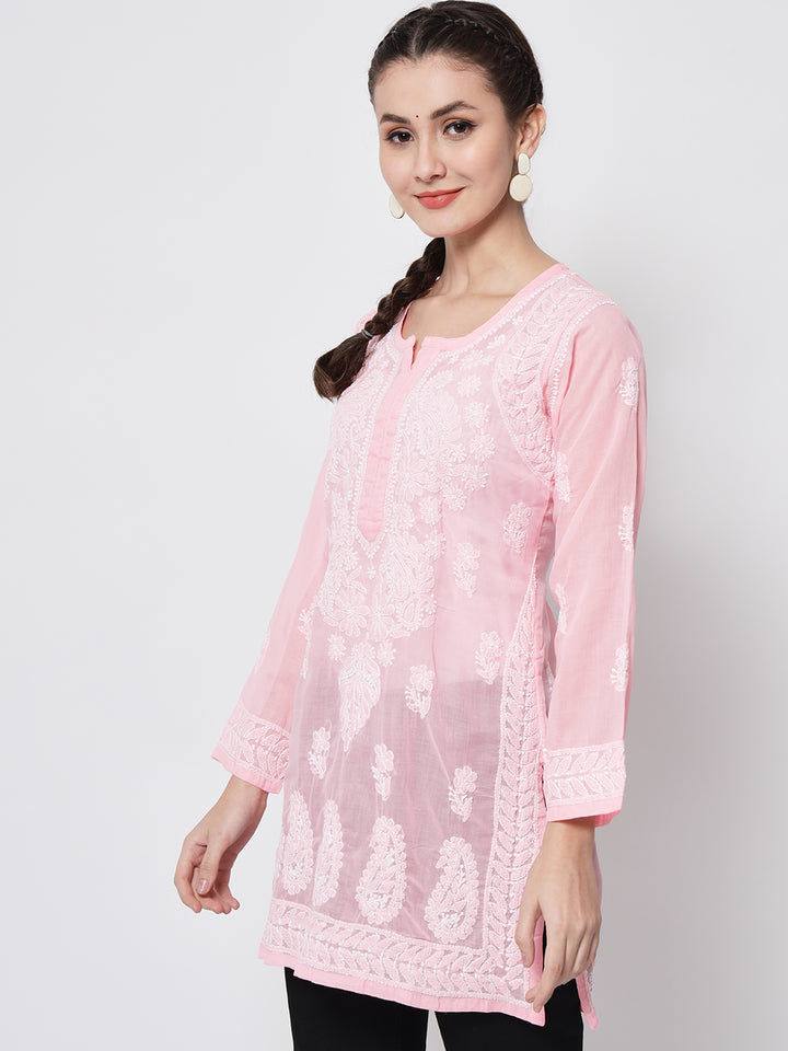 Women Hand Embroidered Chikankari Cotton Kurti PC3595