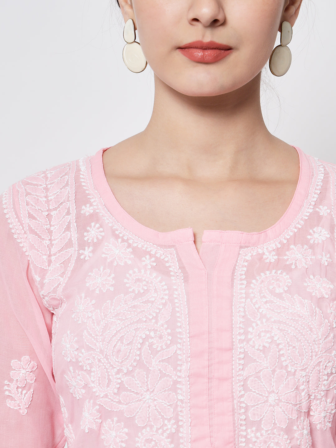 Women Hand Embroidered Chikankari Cotton Kurti PC3595