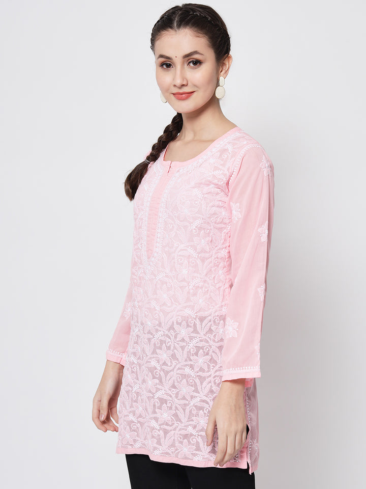 Women Hand Embroidered Chikankari Cotton Kurti PC3591