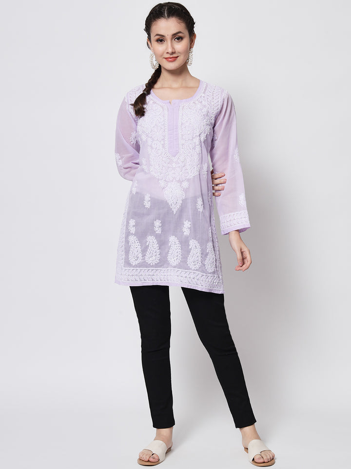 Women Hand Embroidered Chikankari Cotton Kurti PC3595