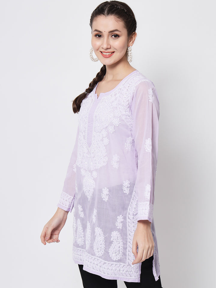 Women Hand Embroidered Chikankari Cotton Kurti PC3595