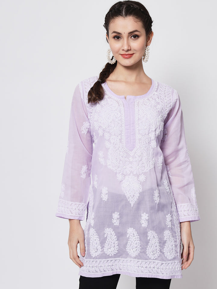 Women Hand Embroidered Chikankari Cotton Kurti PC3595