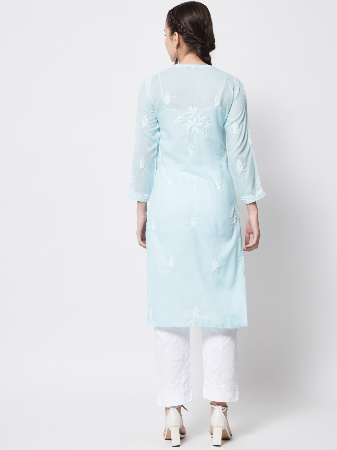 Hand Embroidered Chikankari Cotton Straight Kurta- PC3372