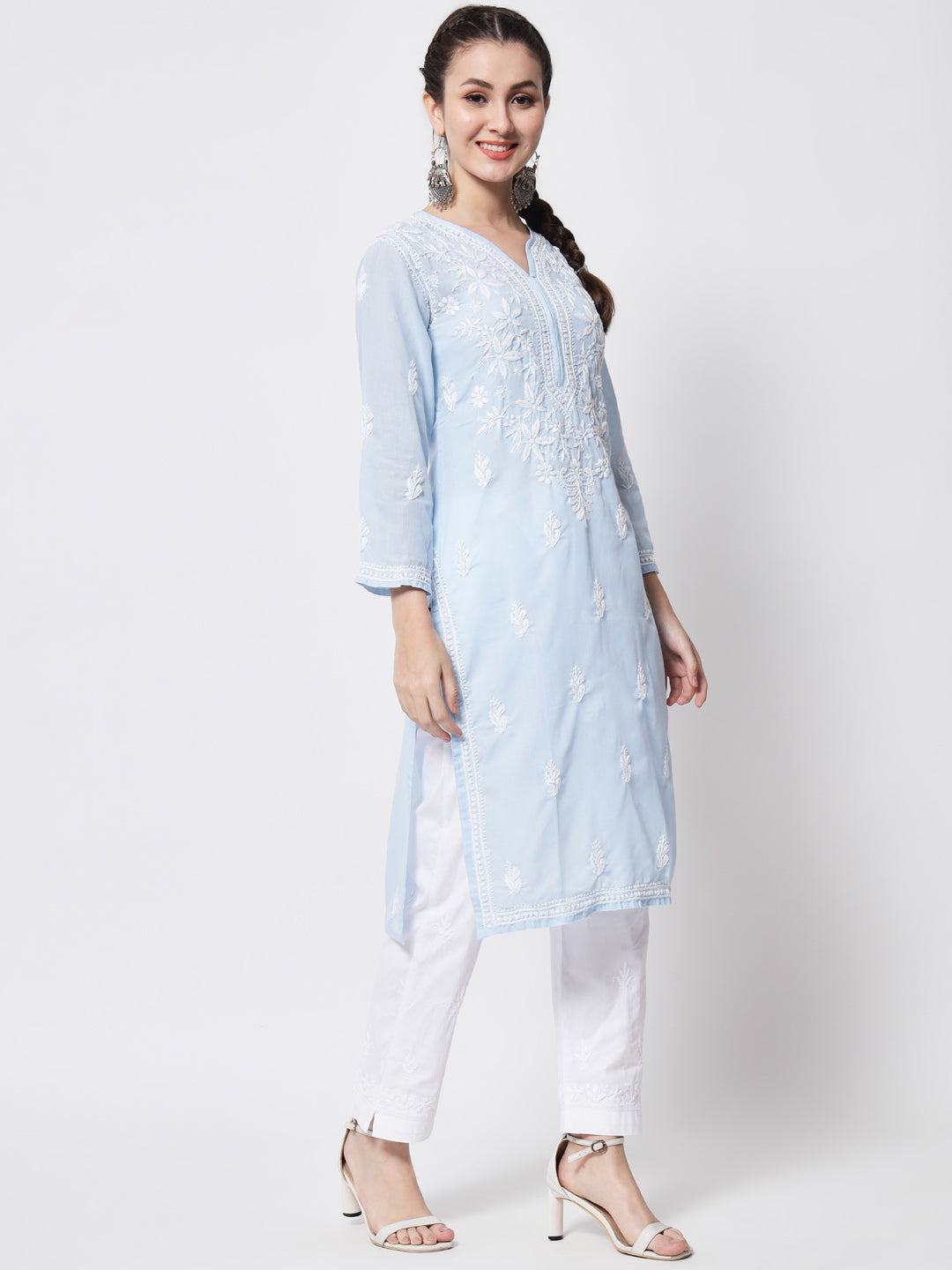 Hand Embroidered Chikankari Cotton Straight Kurta- PC3372