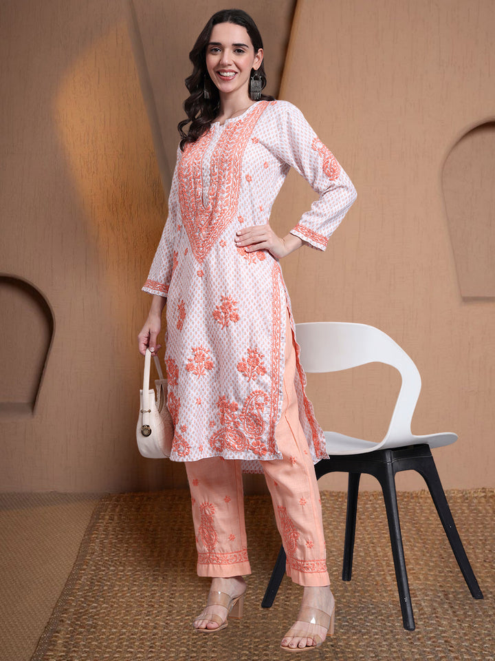Women Hand Embroidered Chikankari Cotton kurta set PC4086KS