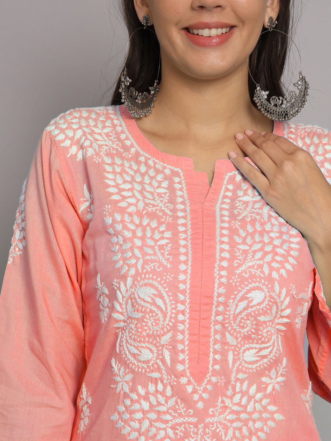 Women Hand Embroidered Chikankari Cotton Kurta Set PC3674KS