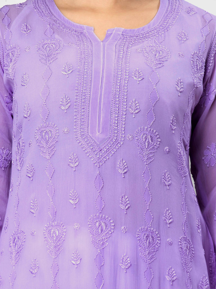 Hand Embroidered Chikankari Viscose Georgette Straight  Kurta- PC3640