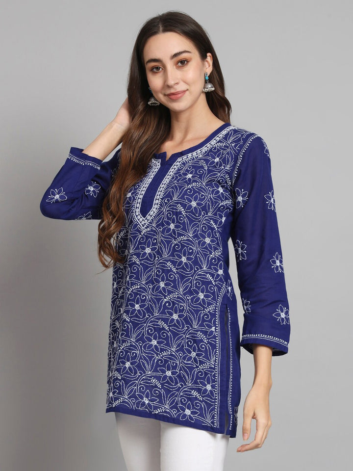 Women Hand Embroidered Chikankari Cotton Kurti PC3591