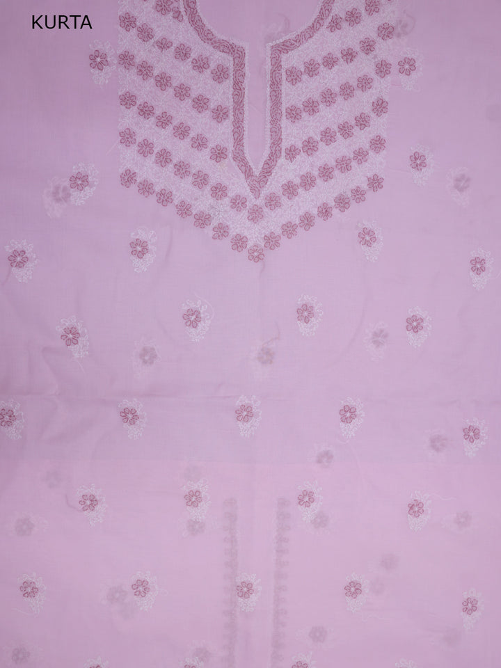 Women Hand Embroidered Chikankari Cotton Dressmaterial PCSCU00102FS-Babypink