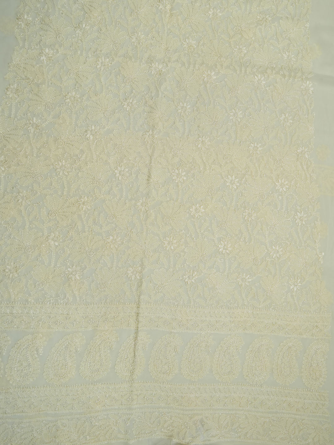 Women Hand Embroidered Chikankari Viscose Georgette Kurta Fabric PC4122-LEMON