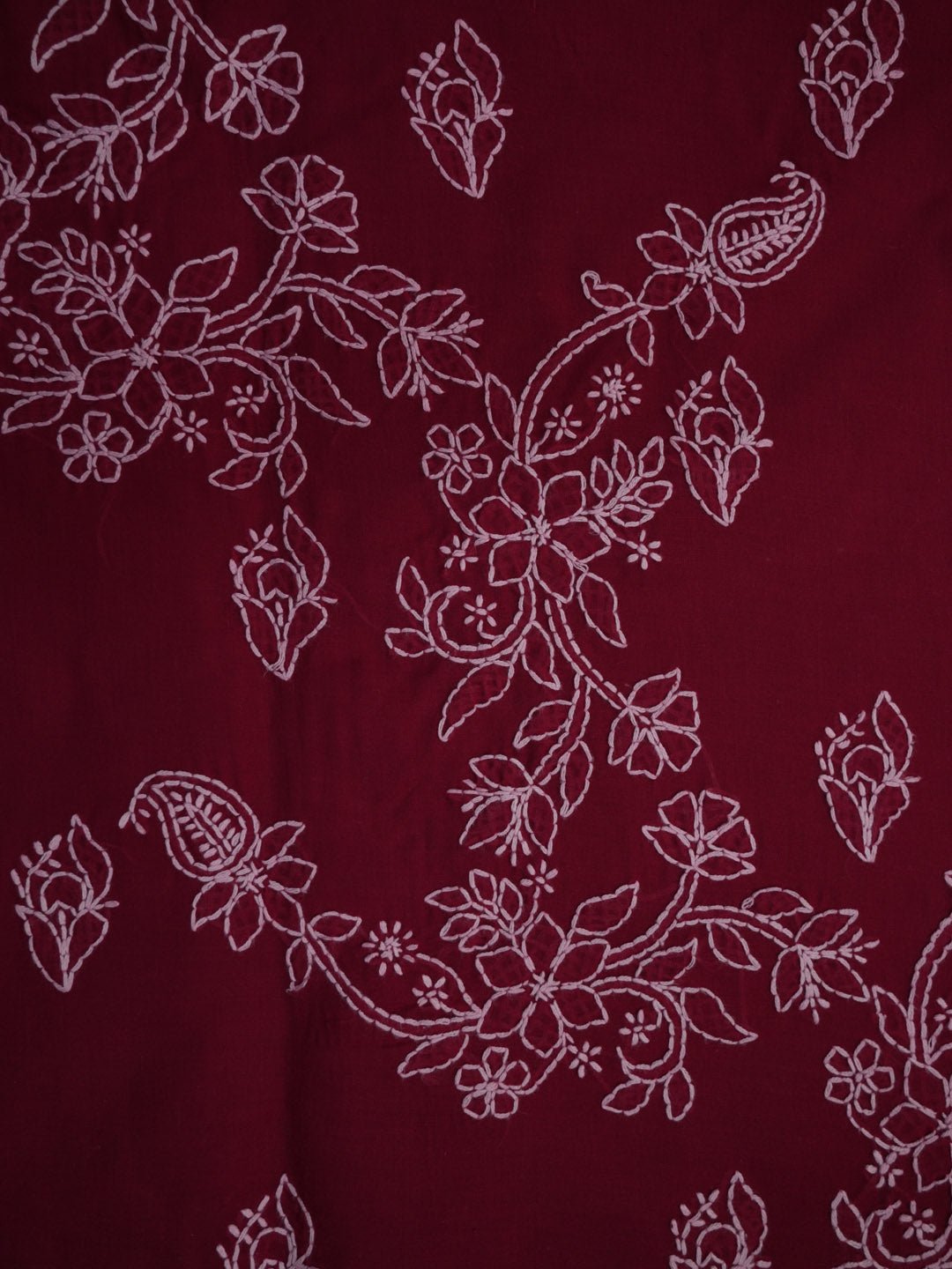 Women Hand Embroidered Chikankari Cotton Dressmaterial PCSCU00104FS-MAROON