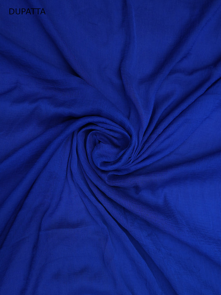 Women Hand Embroidered Chikankari Cotton Dressmaterial PCSCU00406FS-ROYALBLUE