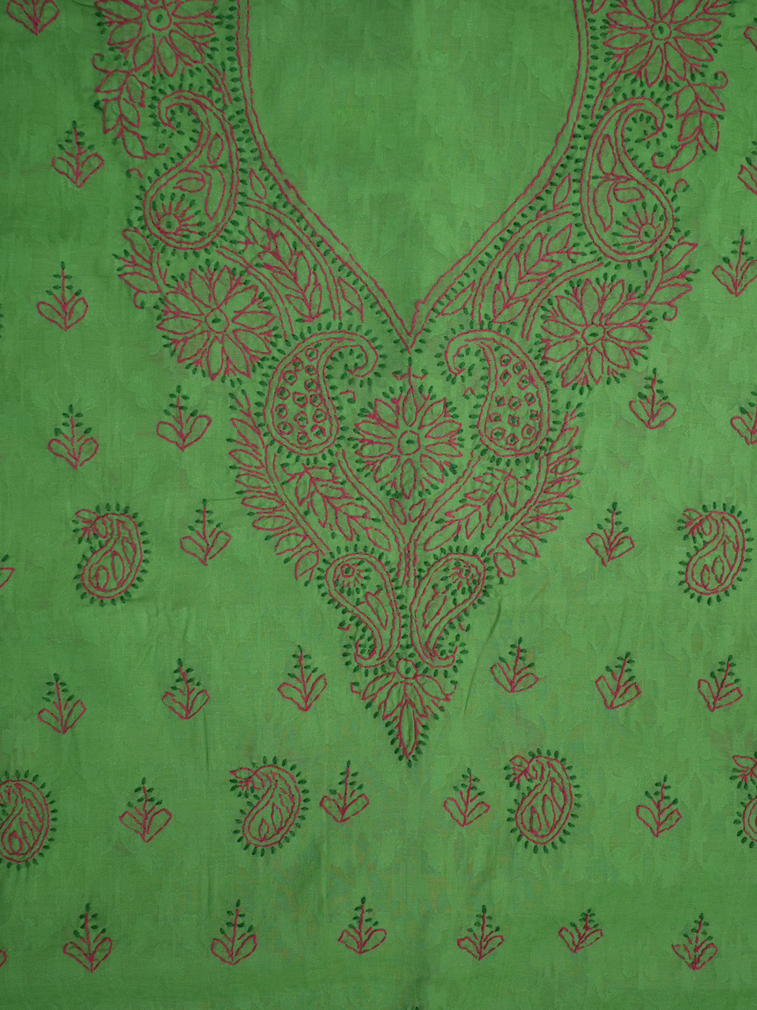 women hand embroidered chikankari cotton dressmaterial PC4120-PARROTGREEN12