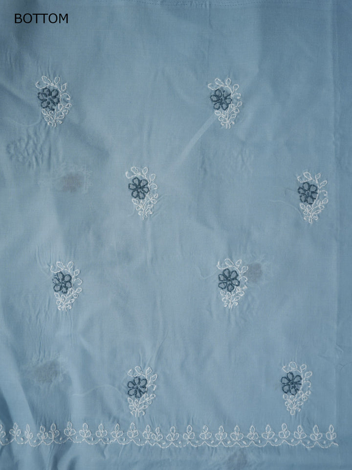 Women Hand Embroidered Chikankari Cotton Dressmaterial PCSCU00102FS-GREY